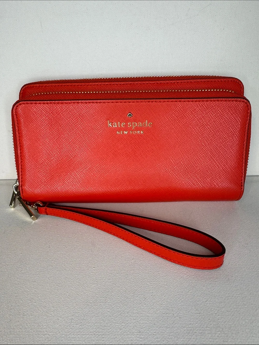 Kate Spade Madison Dual Compartment Zip Wallet Wristlet - Gazpacho Orange-Red